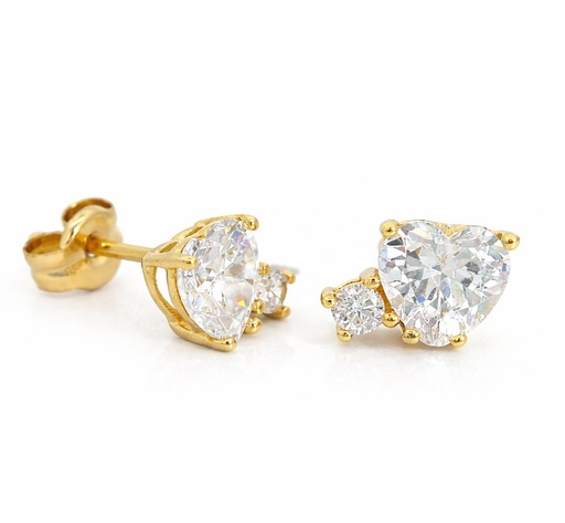 [9K00226P] PENDIENTE CORAZON 2 GARRAS 6MM