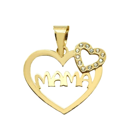 [9K5605] COLGANTE DOBLE  CORAZON MAMA  CON CIRCONITAS 15MM (copia)