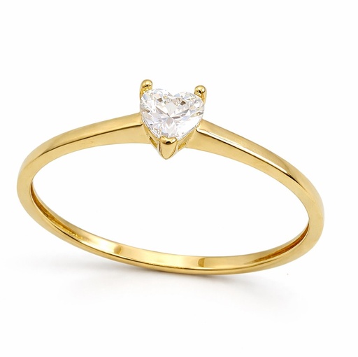 [9K0083] HEART CZ SOLITAIRE RING.9 KARAT