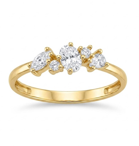 [9K0084] SORTIJA CIRCONITA CON GARRAS .9 KILATES
