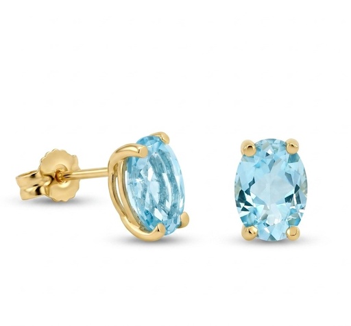 [00227A] PENDIENTES TOPACIO AZUL OVAL 7x5MM.PRESION