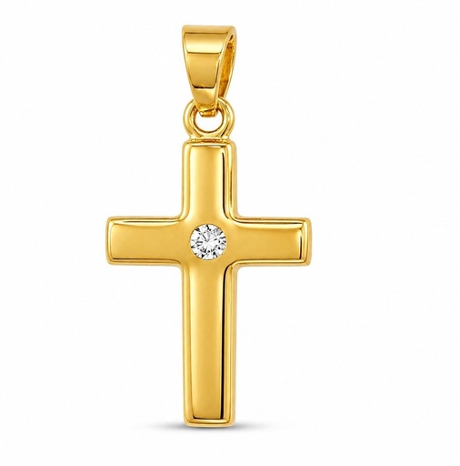 [9K0087] CRUZ LISA SIN CRISTO CON CIRCONITA .19x10MM.9 KILATES