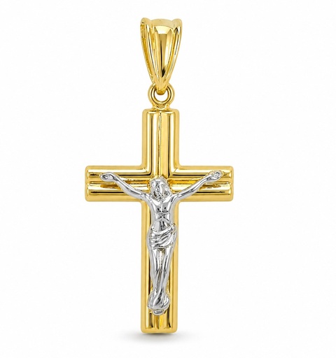 [9K0090] 23x15MM TWO TONE GOLD CRUCIFIX PENDANT