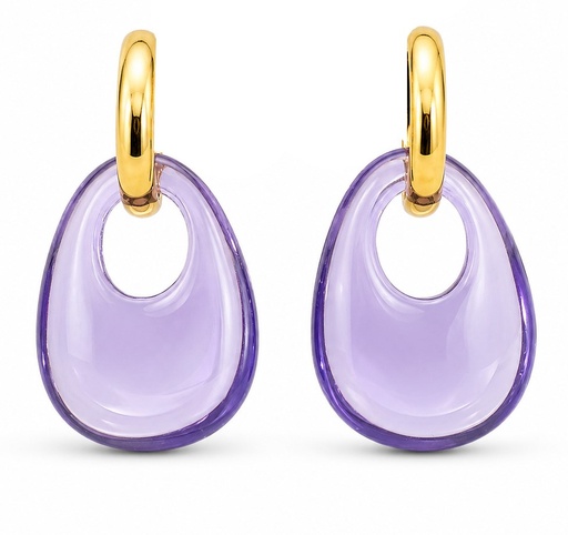 [9K00229AM] PENDIENTES COLOR AMATISTA .24MM.9 KILATES
