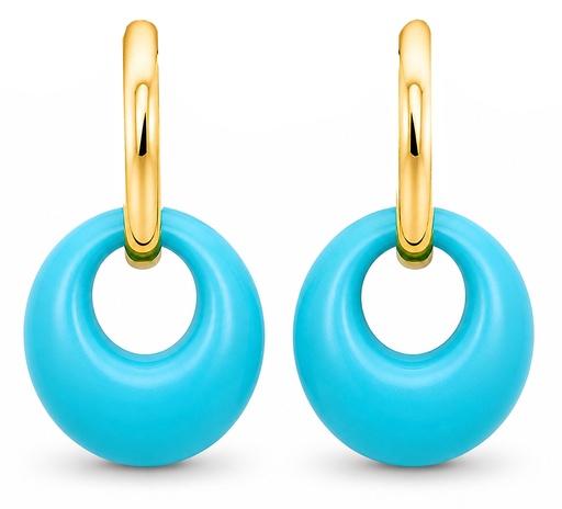 [00229T] 24MM TURQUOISE COLOR HOOP EARRINGS