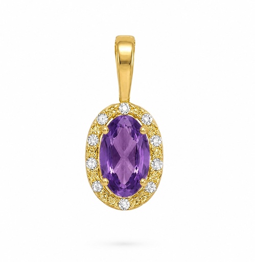 [00195CAM] COLGANTE OVAL  AMATISTA SEMIPRECIOSA DE 5x3MM Y CIRCONITAS