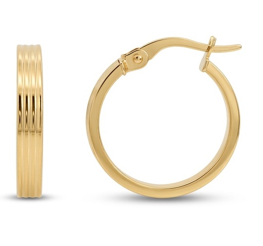[9K0100] AROS RAYADOS 18x3MM.CIERRE CATALAN.9 KILATES