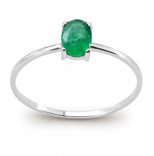 [5440/SEB] SORTIJA ESMERALDA OVAL DE 6x4MM 0.53 CT ORO BLANCO