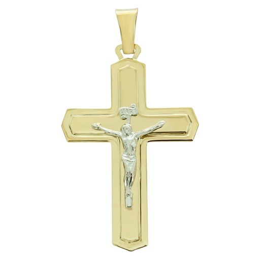 [5737] 37x24MM TWO TONE CRUCIFIX PENDANT.