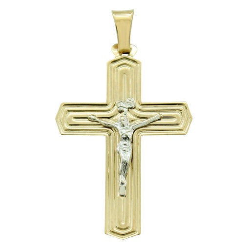 [5736] 37x24MM TWO TONE CRUCIFIX PENDANT.