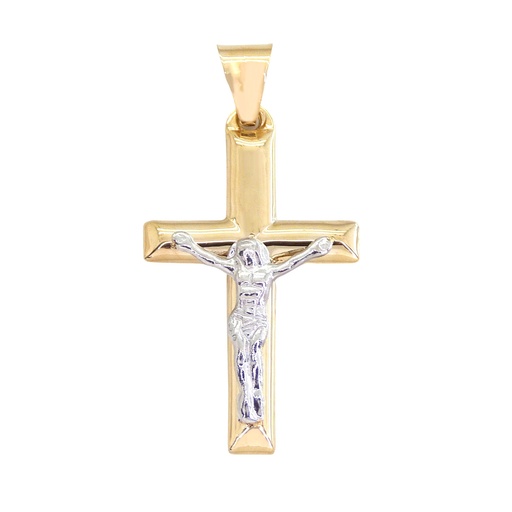 [5644] 32x19MM TWO TONE CRUCIFIX PENDANT.