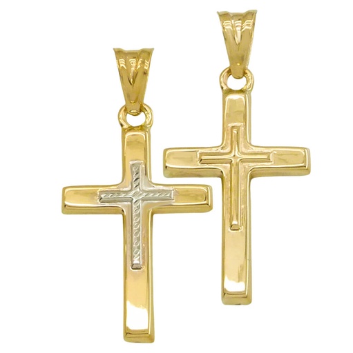 [5068] 29x17MM TWO TONE CROSS PENDANT.