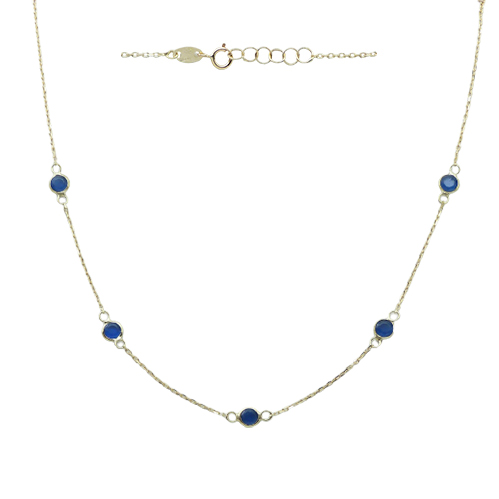 [5139GZ] GARGANTILLA 11 PIEDRAS 4MM CUARZO AZUL 45CM
