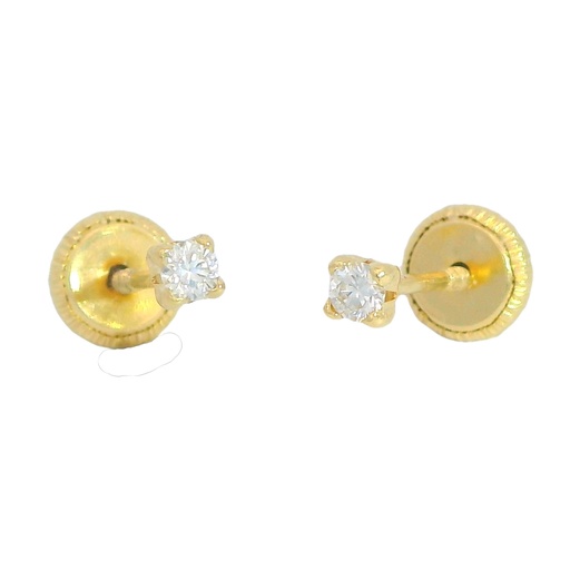 [B4130/1] 2MM STUD EARRINGS.1.7MM DIAMONDS H-SI 0.06 CT TW.