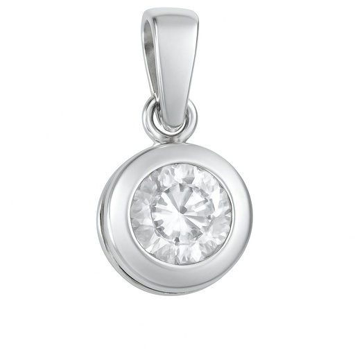 [1674/CB] COLGANTE ORO BLANCO CHATON PIEDRA 4MM CON REASA