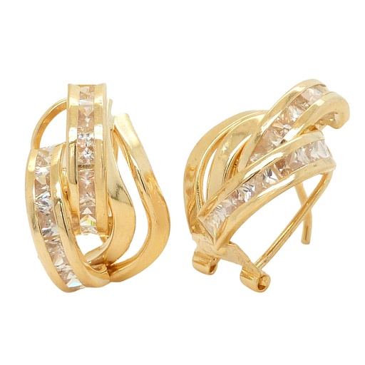 [3740] 15x9MM OMEGA BACK EARRINGS WITH CARRE CZ.