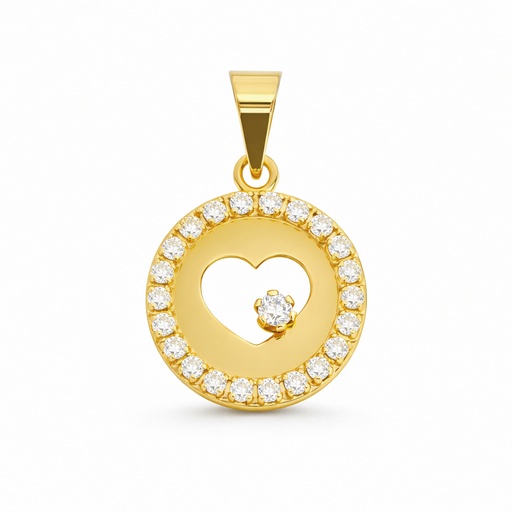[4962] COLGANTE CORAZÓN CON CIRCONITAS.DISCO DE 10MM