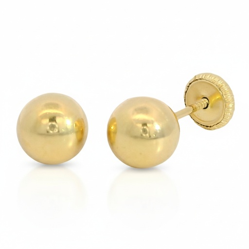 [6175] 6MM BALL STUD EARRINGS.SCREW BACK.