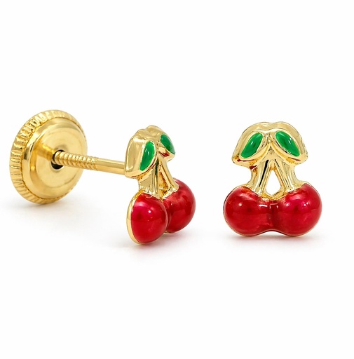 [9770] PENDIENTES CEREZAS ESMALTE 5'5MM. TORNILLO