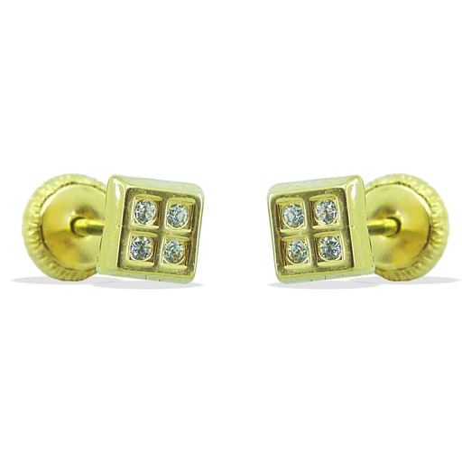 [4244] 4x4MM SQUARE STUD EARRINGS.SCREW BACK.