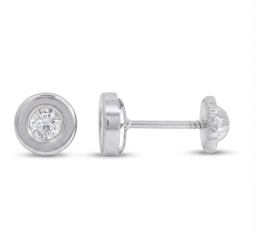 [1026B] PENDIENTES"DONUT" ORO BLANCO 5'5MM.CIRCONITA 3MM.ROSCA