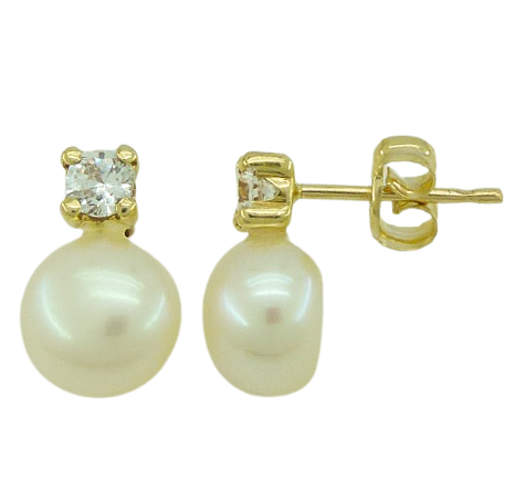 [2321] PENDIENTES GARRA DE 3MM Y PERLA BOTON DE 7/7'5MM.PRESION. Perla Cultivada
