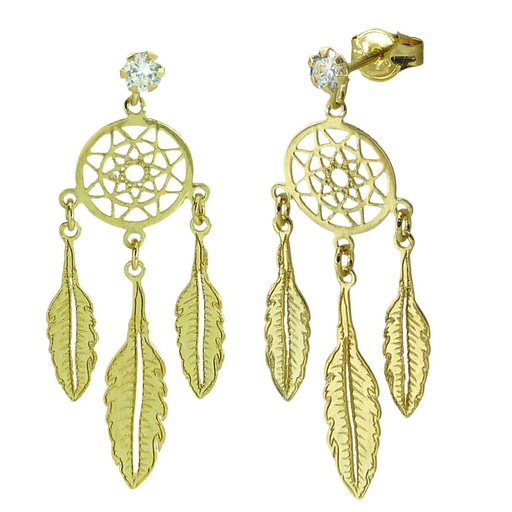 [5475] 25MM DREAM CATCHER EARRINGS 3 FEATHERS.