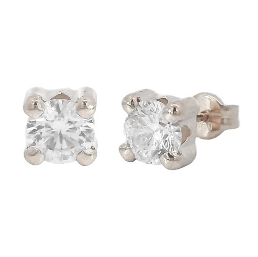 [2363B] 5MM CZ STUD EARRINGS.WHITE GOLD.