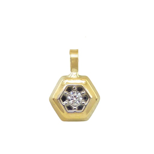 [5446/C] 5MM TWO TONE HEXAGON PENDANT WITH CZ.