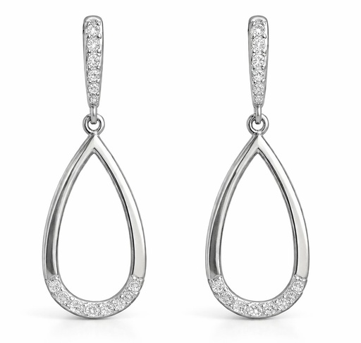 [3683B] 30x14MM WHITE GOLD DANGLING EARRINGS.PUSHBACK