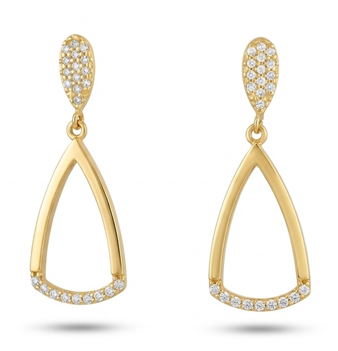 [3680] 30x14MM DANGLING EARRINGS WITH CZ.PUSHBACK