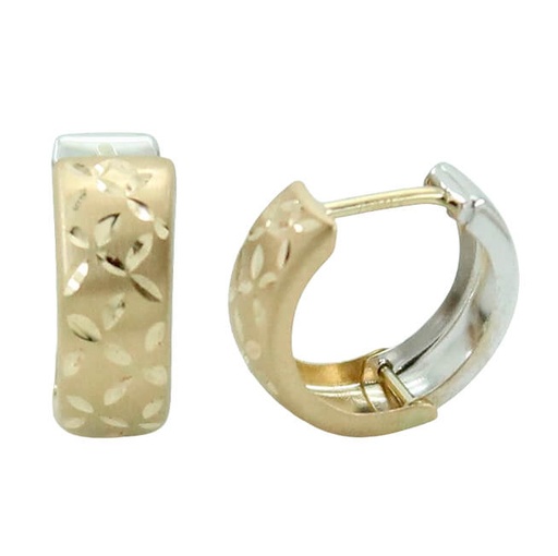 [5792] PENDIENTES ARO TALLADO BICOLOR.13x5MM.