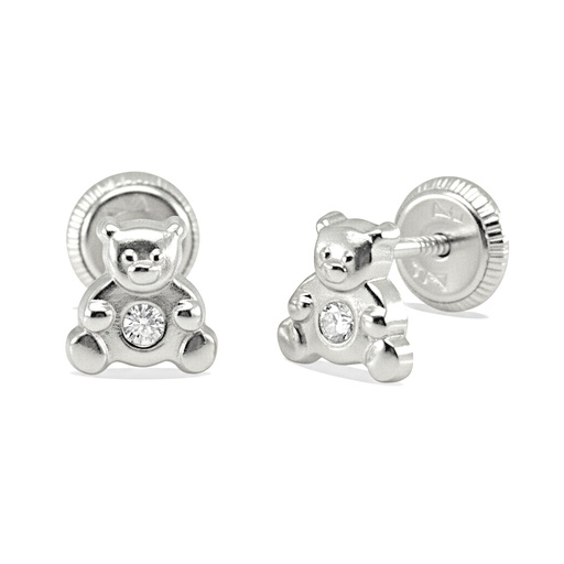 [9762B] PENDIENTES OSITOS ORO BLANCO CON CIRCONITAS.6MM.
