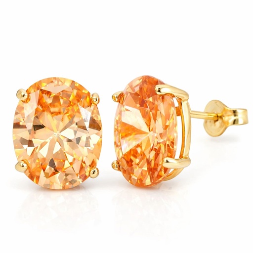 [5046CH] 10x8MM CHAMPAGNE COLOR CZ EARRINGS.