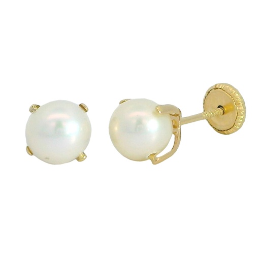 [7862] PENDIENTES PATILLA PERLA DE 6MM TORNILLO Perla Cultivada