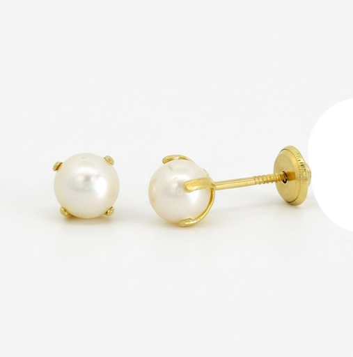 [7883] PENDIENTES PATILLA PERLA SHELL 4MM.TORNILLO