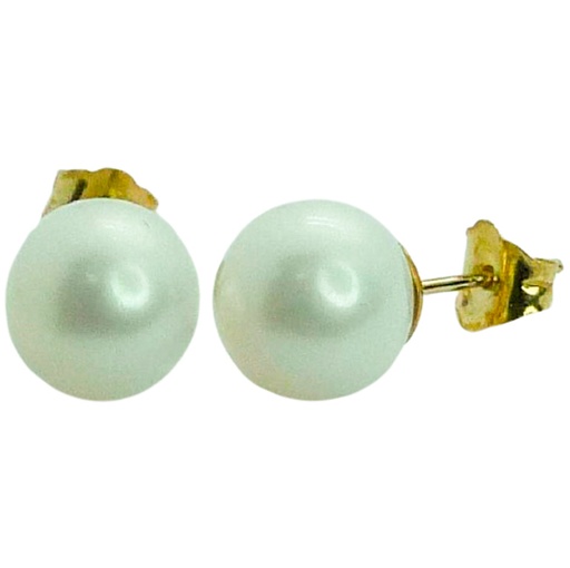 [8414] PENDIENTES PERLA ESFERICA DE 9/10MM.PRESION. Perla Cultivada