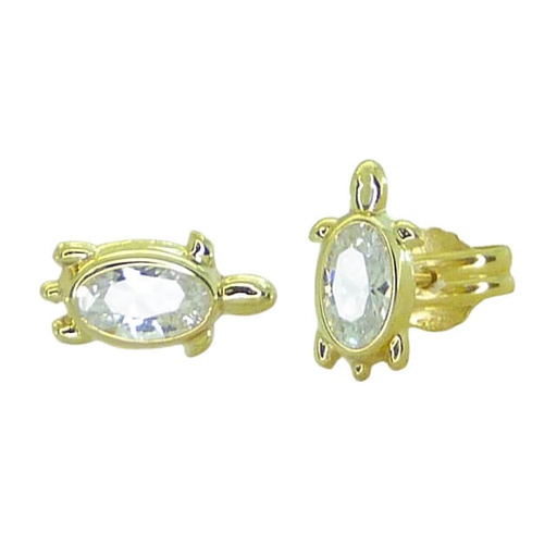 [5621] PENDIENTES TORTUGA CON CIRCONITA.9MM.PRESION