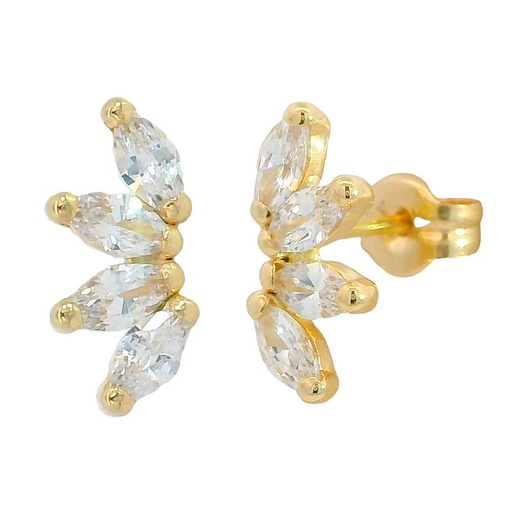 [5883] EAR CLIMBERS EARRINGS WITH 4x2MM CZ.11x5MM.