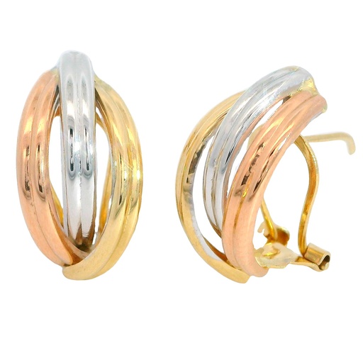 [4975] 18x9MM TRI COLOR GOLD EARRINGS.OMEGA BACK.