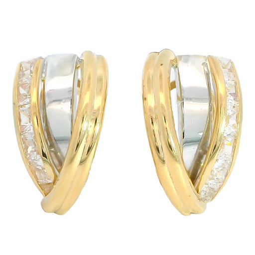 [5843] 15x10MM TWO TONE GOLD OMEGA BACK EARRINGS.