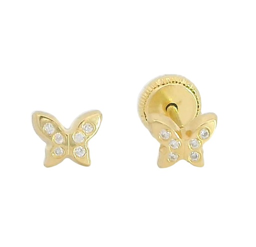 [2107] PENDIENTES MARIPOSA CON CIRCONITAS .TORNILLO.