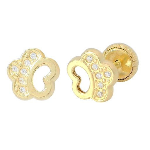 [3761] 6MM FLOWER STUD EARRINGS.SCREW BACK.