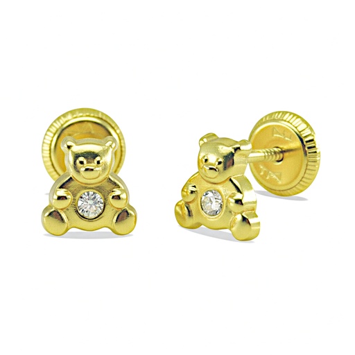 [9762] 6MM TEDDY BEAR EARRINGS.SCREW BACK.