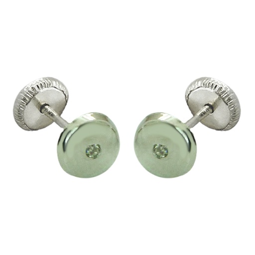 [2517B] ROUND WHITE GOLD STUD EARRINGS WITH 1.3MM DIAMONDS.